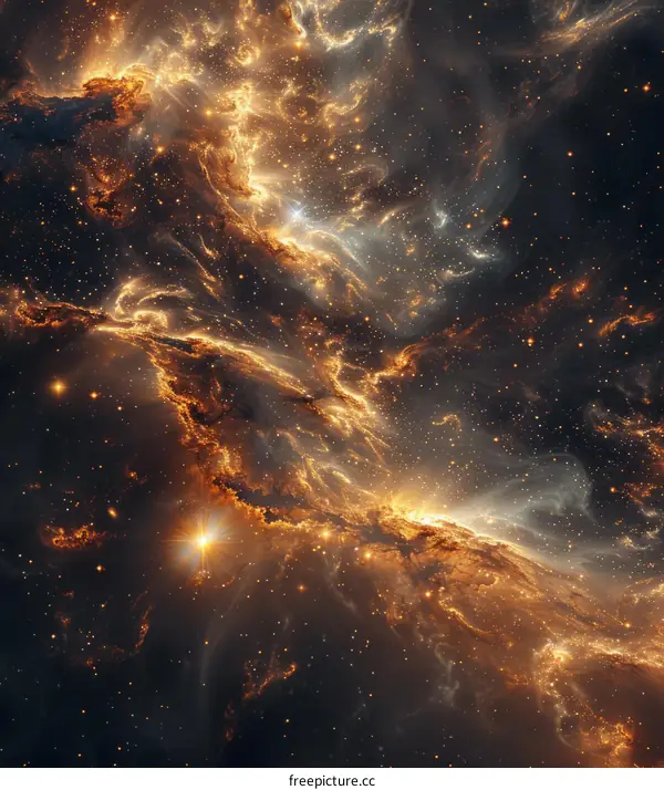 The Tapestry of Stars and Cosmic Dust: Exploring the Glowing Nebula