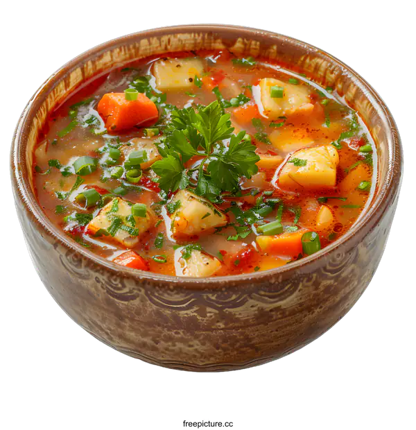 [Transparent Background PNG]Bowl of vegetable soup