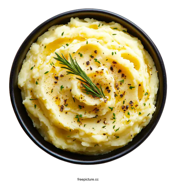 [Transparent Background PNG]Creamy Mashed Potatoes in a Bowl