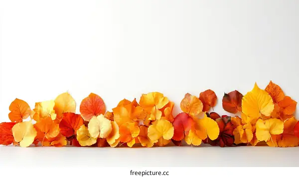 Autumn Leaves Border on White Background