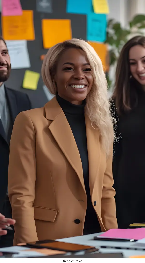 Smiling Black Businesswoman in a Meeting