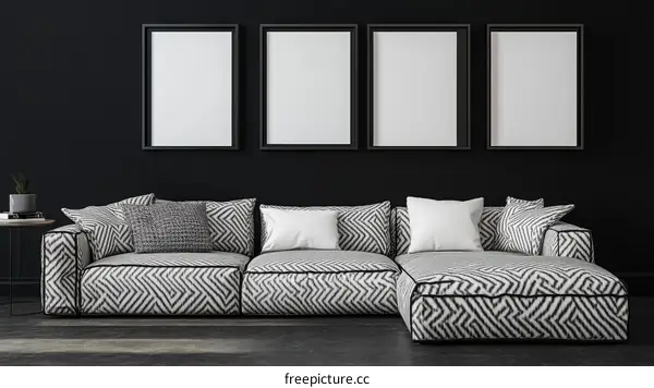 Modern Living Room Design with Black and White Sofa