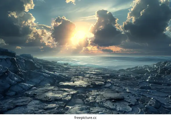 Sunset Over Rocky Beach