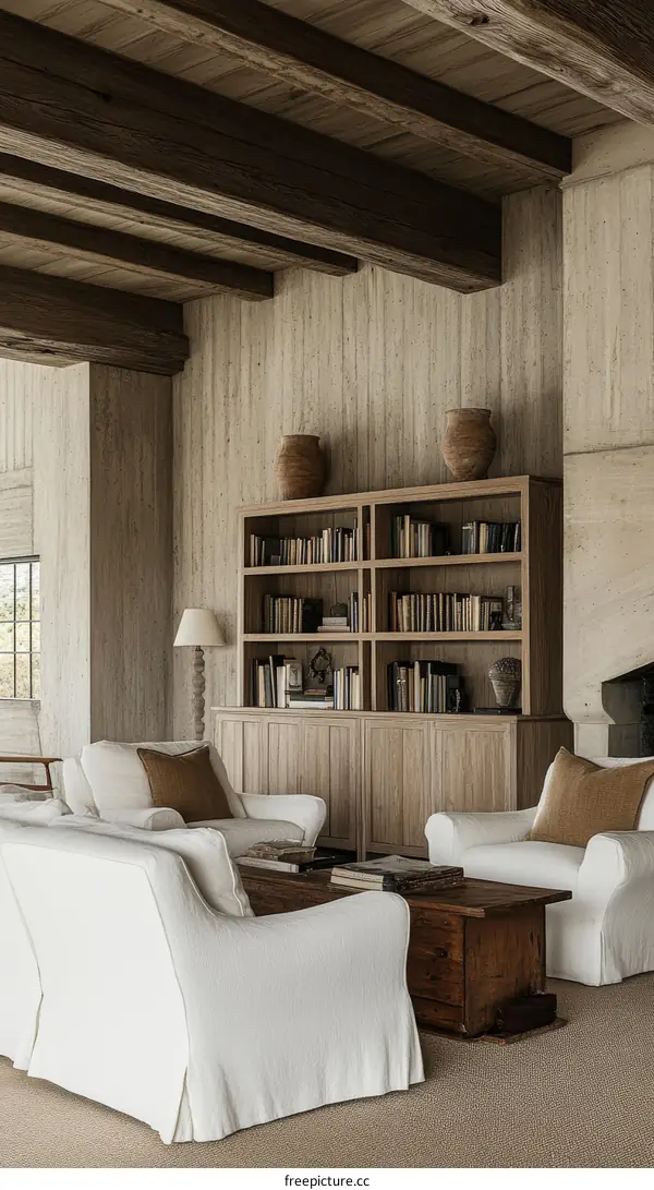 Modern Farmhouse Living Room with Exposed Beams