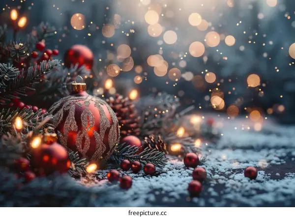 Christmas Ornament with Lights and Snow