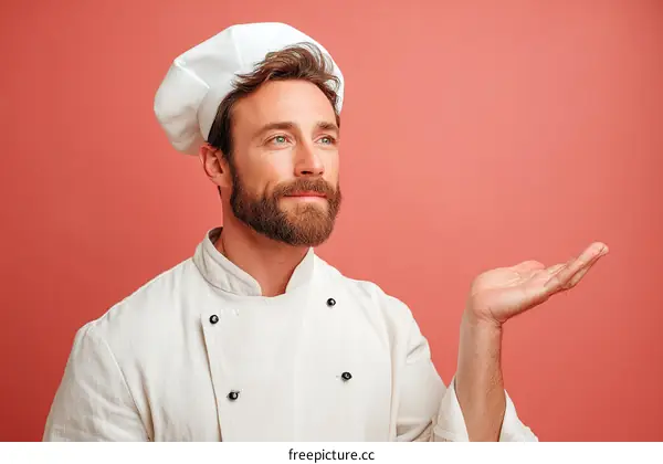 Chef Presenting a Dish in Studio Setting