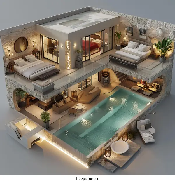 Luxury Villa Interior Design with Pool