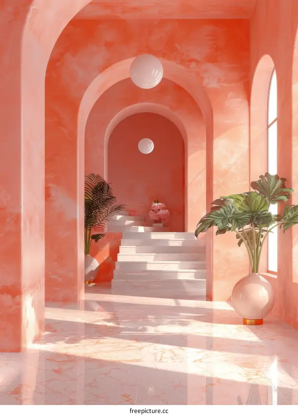 Pink Archway Interior Design Illustration