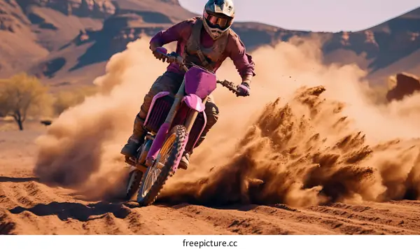 Dirt bike rider in the desert