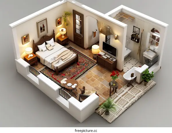 Small Studio Apartment Floor Plan Illustration