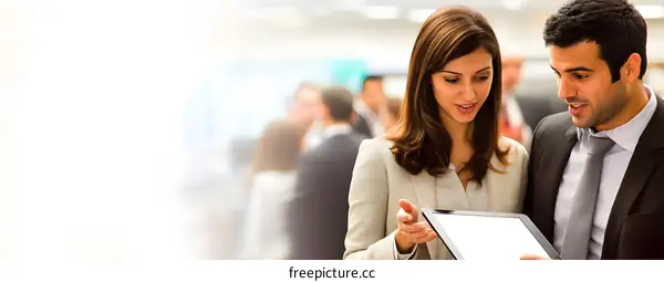 Two Business People Looking At Tablet Together