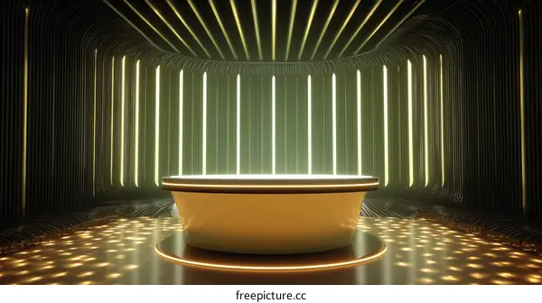 Futuristic Neon Round Display Stage Interior
