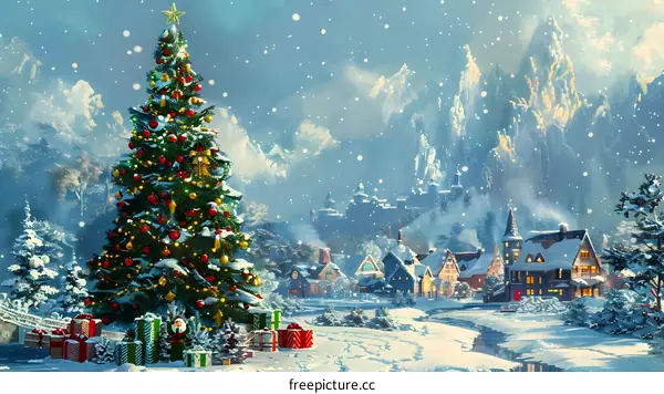 Christmas in the snowy town