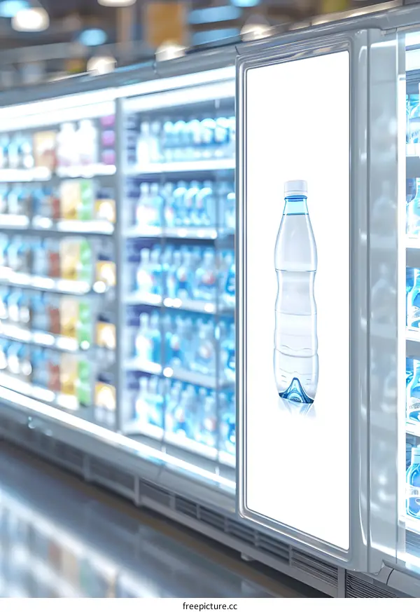 Water Bottle Advertising Display In Supermarket
