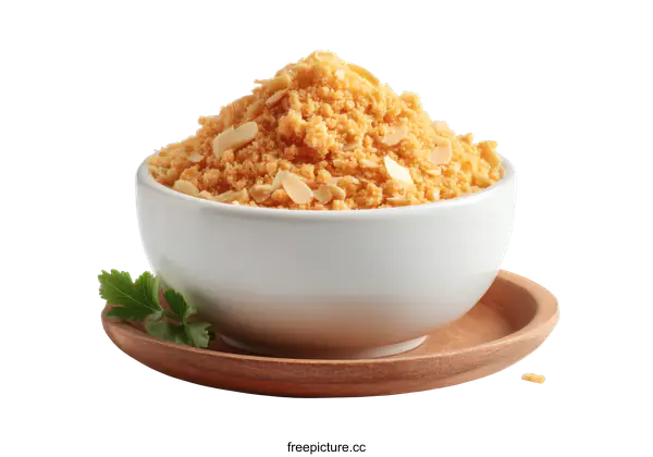 [Transparent Background PNG]Almond Crumbs in White Bowl