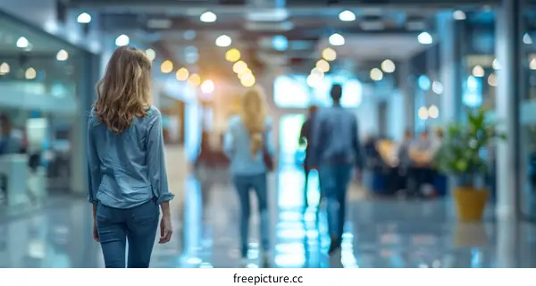 Business people walking in a modern office building