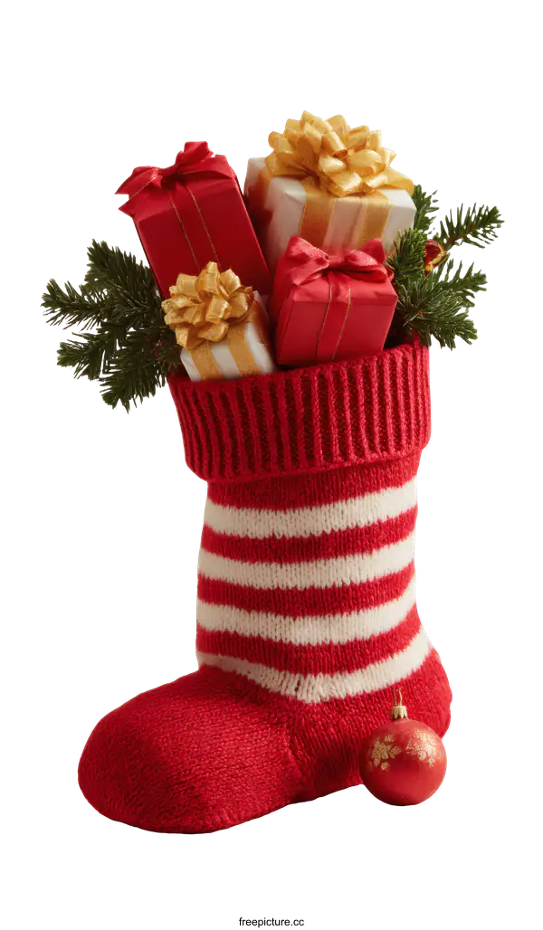[Transparent Background PNG]Christmas Stocking Filled with Presents