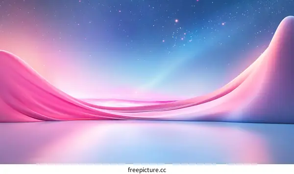 Abstract Pink Fabric Landscape with Starry Sky