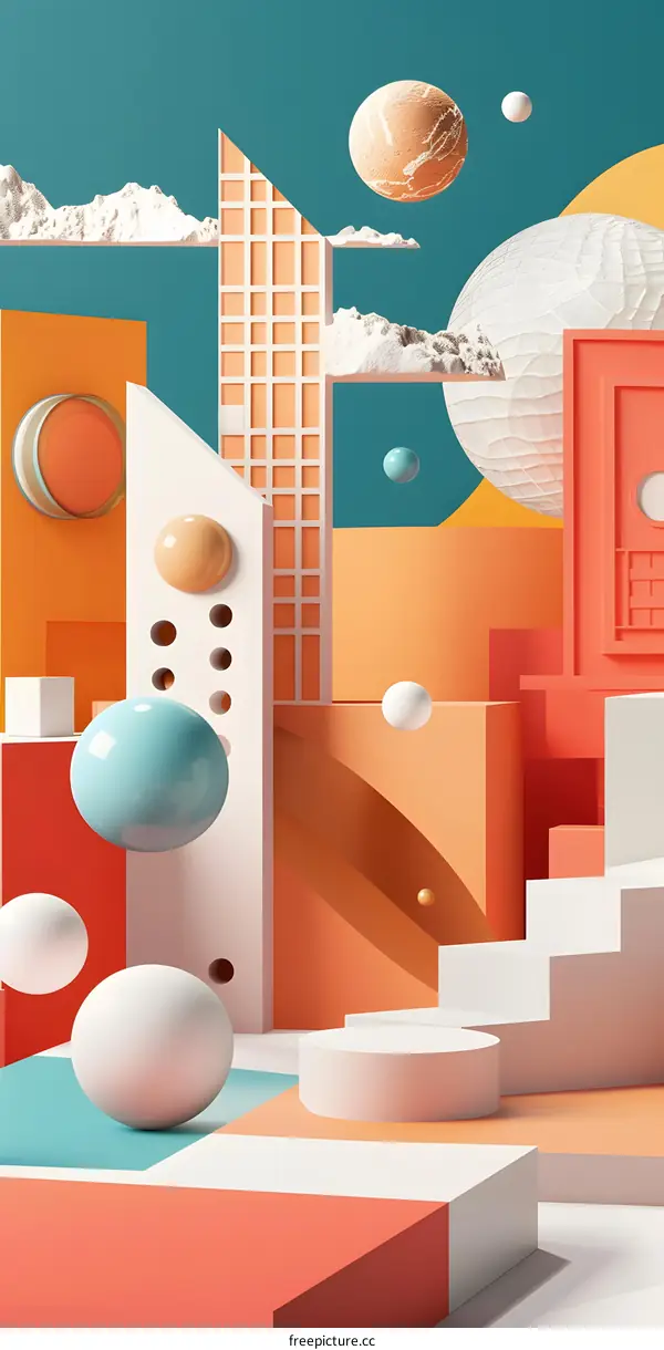 Abstract Geometric Shapes 3D Illustration