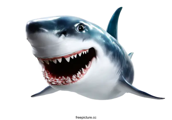 [Transparent Background PNG]Smiling Great White Shark Illustration
