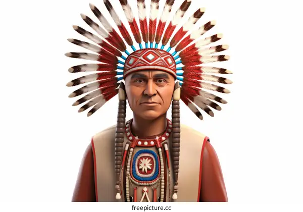 Native American Man in Traditional Headdress