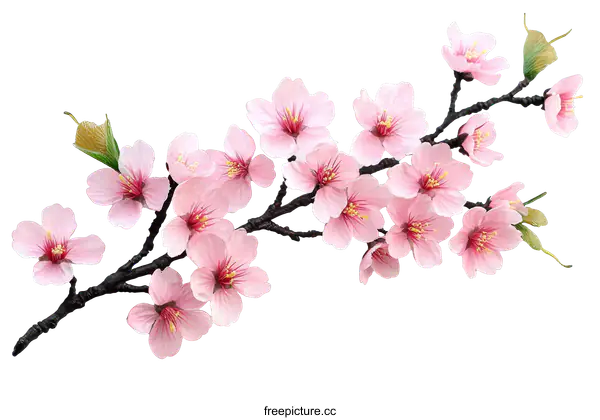 [Transparent Background PNG]Delicate Pink Cherry Blossom Branch