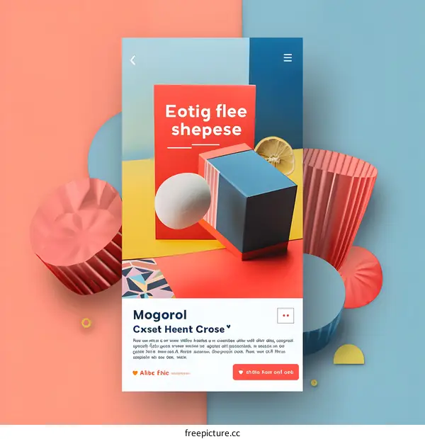 Abstract 3D Geometric Shapes With Color Background