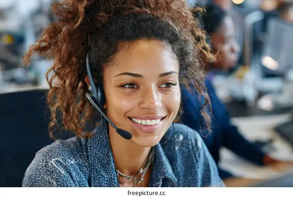 Happy Customer Service Representative Smiling at Camera
