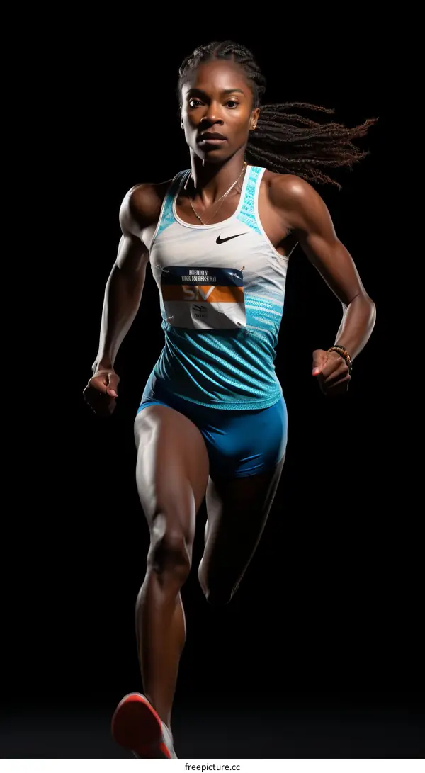 Black female athlete running in a race