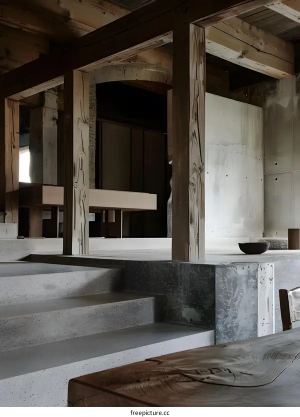 Modern Minimalist Concrete And Wood Interior Design