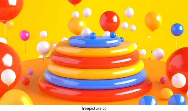 Colorful Abstract Background with Stacked Circles and Balloons