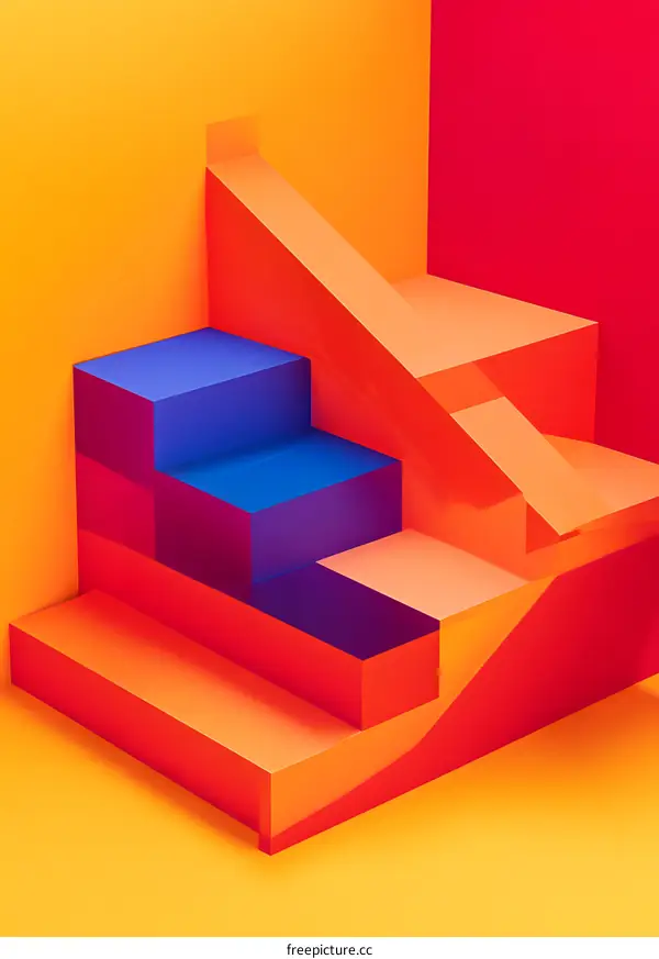 Abstract Geometric Shapes Background with Orange, Red, and Blue