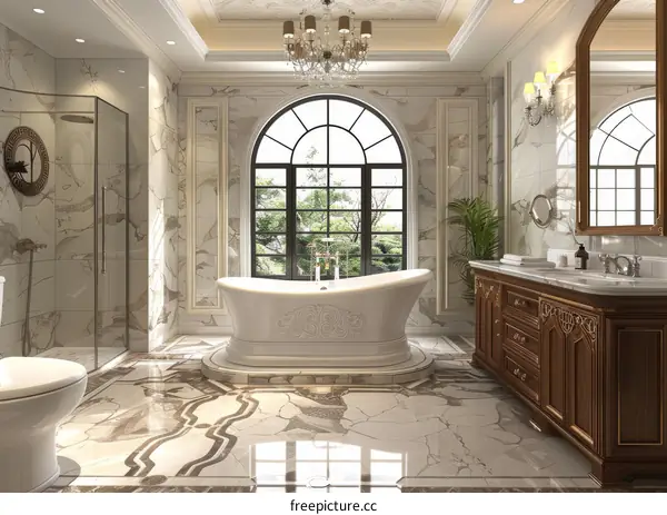 Luxury Elegant Marble Bathroom Interior Design