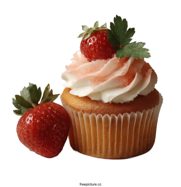 [Transparent Background PNG]Delicious Strawberry Cupcake Delight