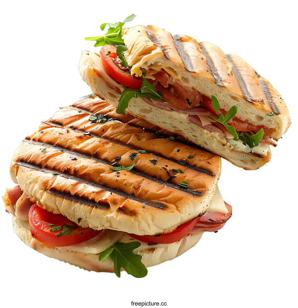 [Transparent Background PNG]A delicious sandwich with ham, cheese and tomato