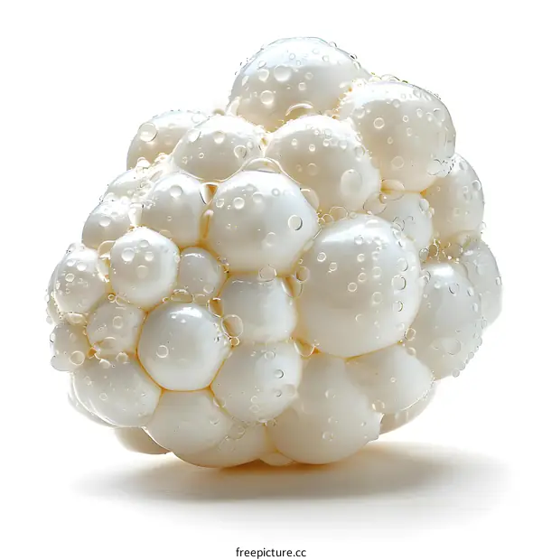 White Bubbles with Water Droplets on White Background