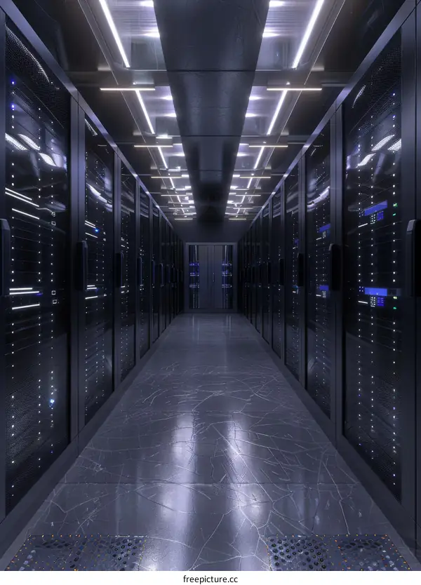 Modern Server Room Interior Design With Black Servers