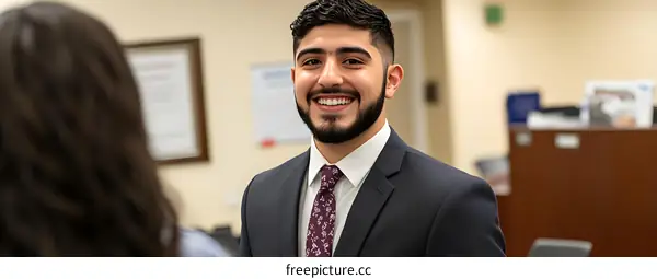 Smiling Businessman with a Beard and a Tie