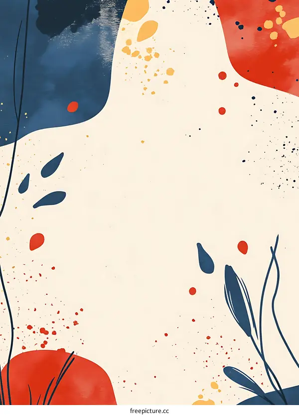 Abstract Watercolor Background with Blue and Red Splashes
