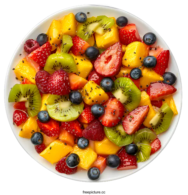 [Transparent Background PNG]Fresh Tropical Fruit Salad with Chia Seeds