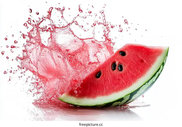 Watermelon Slice with Splashing Water
