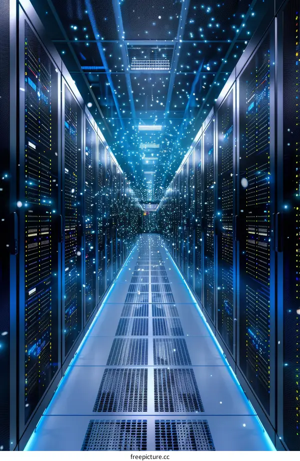 Blue lights in the server room