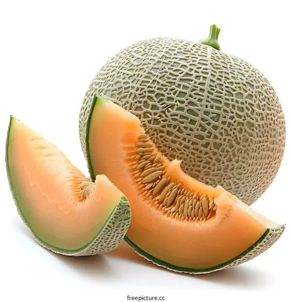 Cantaloupe Melon fruit isolated on white