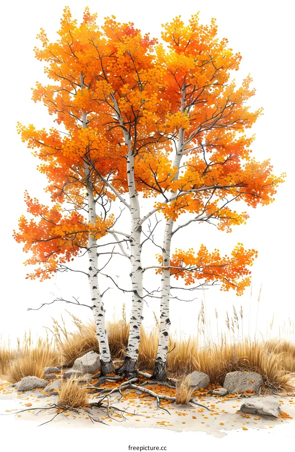 Three Aspen Trees in Autumn