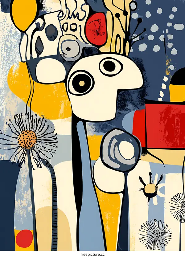 Abstract Art with Yellow and Blue Colors