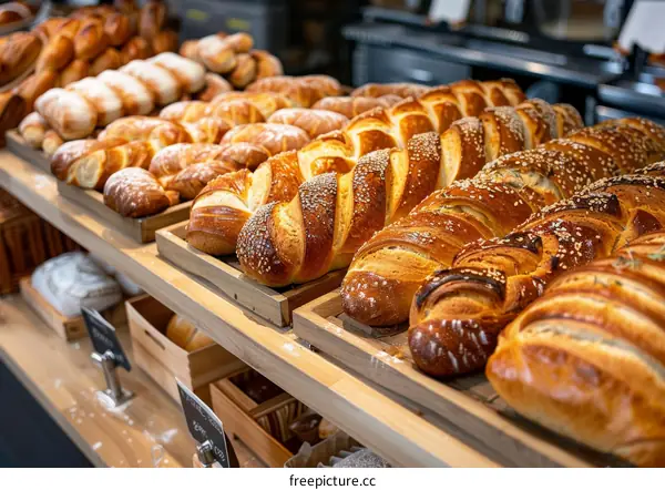 Loaf of bread on a wooden shelf