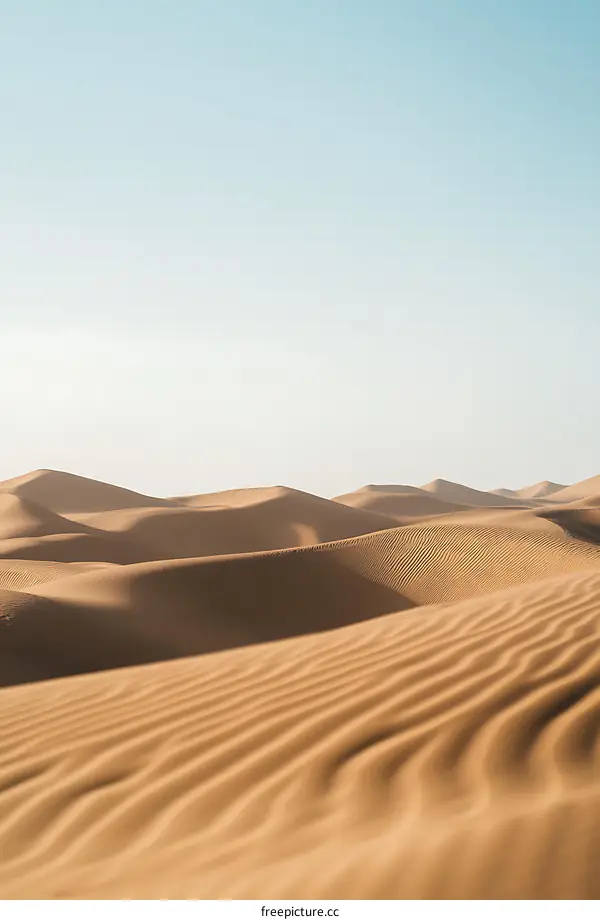 Desert Sand Dunes Landscape Under Clear Blue Sky