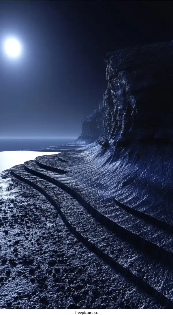 Mysterious Moonlit Coastal Cliffs
