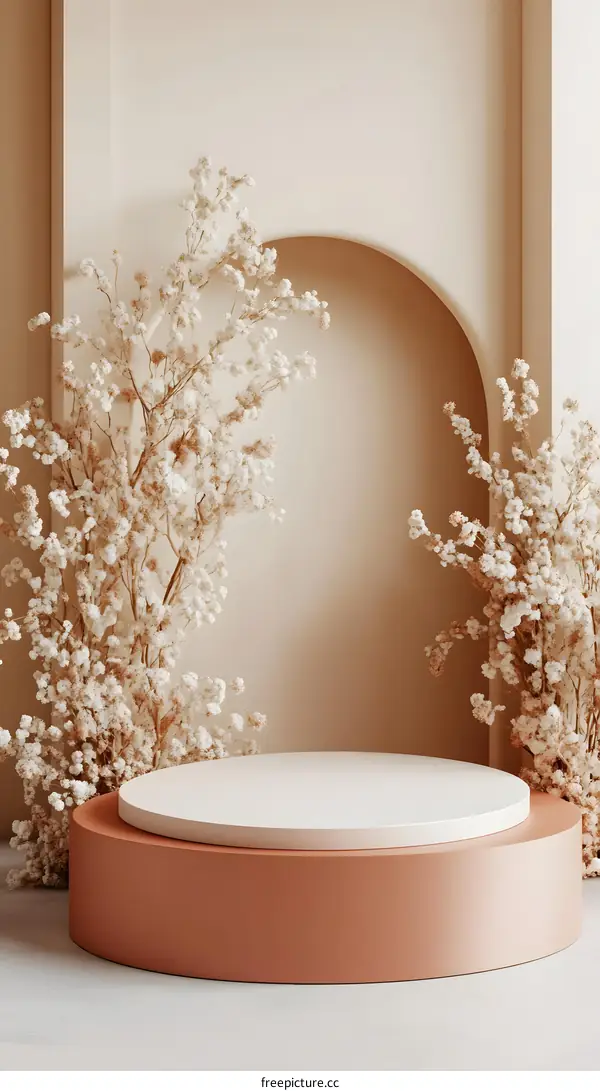 Minimalist Product Display with Dried Flowers