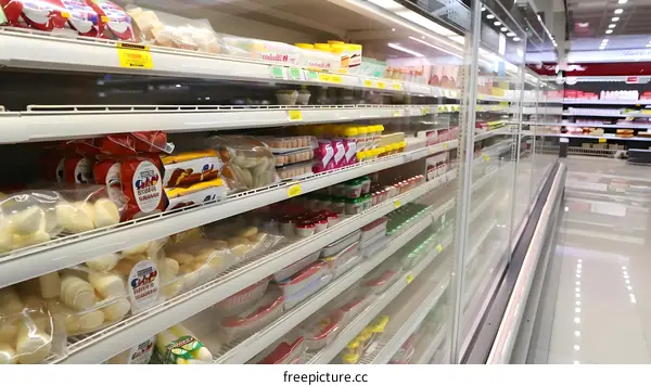 Refrigerated Food Display In Supermarket